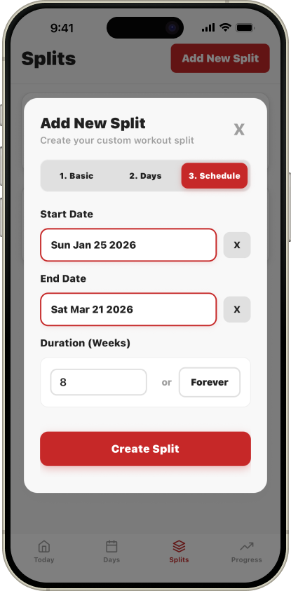 SimpleSplit schedule screenshot