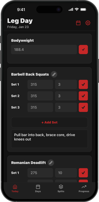 SimpleSplit Today Tab Screenshot